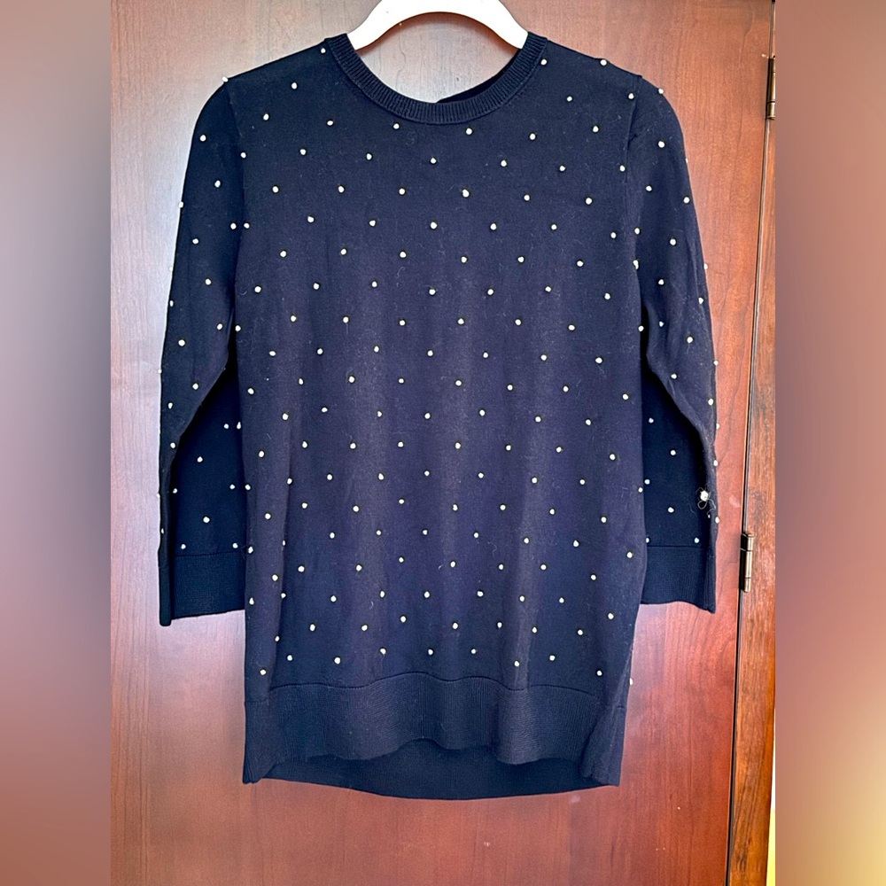 J.Crew Navy Swiss Dot Sweater